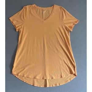 Soft Surroundings Women XL Cotton‎ Basic V-Neck T Shirt Creamsicle Orange Loose